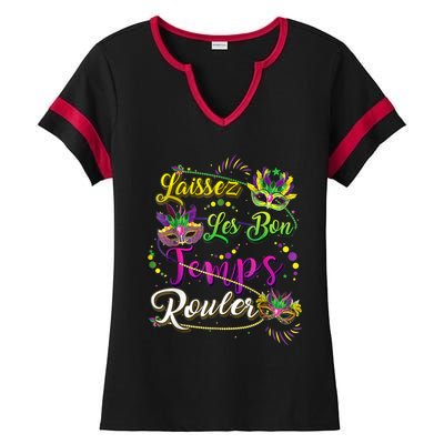 Mardi Gras Party Laissez Les Bon Temps Rouler Women Ladies Halftime Notch Neck Tee