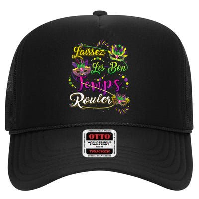 Mardi Gras Party Laissez Les Bon Temps Rouler Women High Crown Mesh Back Trucker Hat