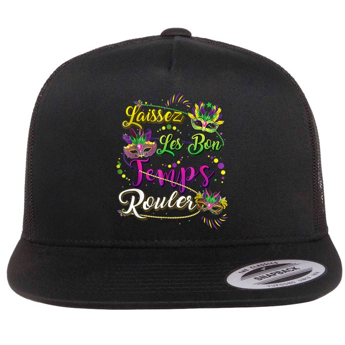 Mardi Gras Party Laissez Les Bon Temps Rouler Women Flat Bill Trucker Hat