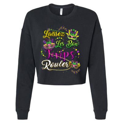 Mardi Gras Party Laissez Les Bon Temps Rouler Women Cropped Pullover Crew