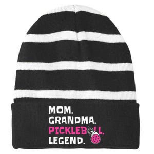 Mom Grandma Pickleball Legend Coach Player Striped Beanie with Solid Band