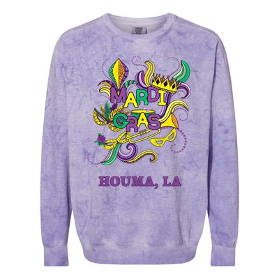 Mardi Gras Parade Carnival Houma Louisiana Gift Mask Colorblast Crewneck Sweatshirt