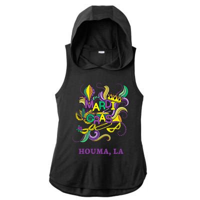 Mardi Gras Parade Carnival Houma Louisiana Gift Mask Ladies PosiCharge Tri-Blend Wicking Draft Hoodie Tank