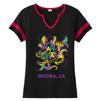 Mardi Gras Parade Carnival Houma Louisiana Gift Mask Ladies Halftime Notch Neck Tee