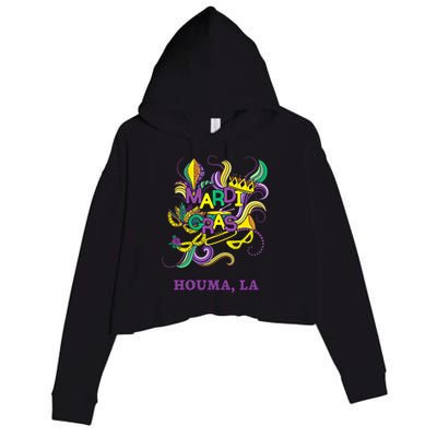 Mardi Gras Parade Carnival Houma Louisiana Gift Mask Crop Fleece Hoodie