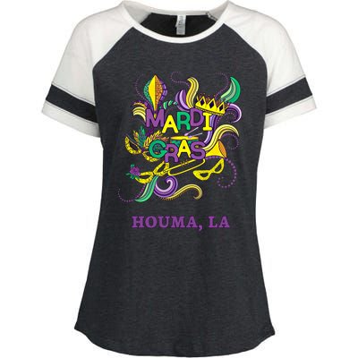 Mardi Gras Parade Carnival Houma Louisiana Gift Mask Enza Ladies Jersey Colorblock Tee