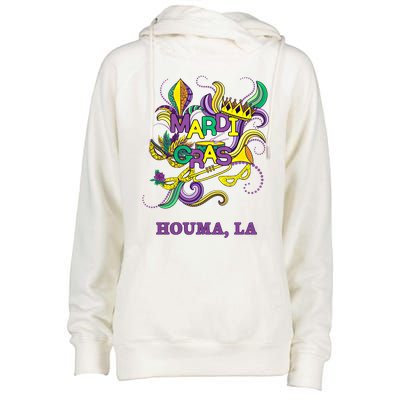 Mardi Gras Parade Carnival Houma Louisiana Gift Mask Womens Funnel Neck Pullover Hood