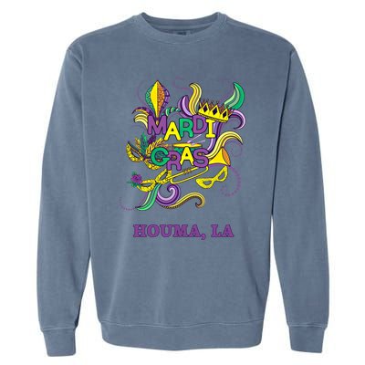 Mardi Gras Parade Carnival Houma Louisiana Gift Mask Garment-Dyed Sweatshirt