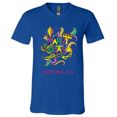 Mardi Gras Parade Carnival Houma Louisiana Gift Mask V-Neck T-Shirt