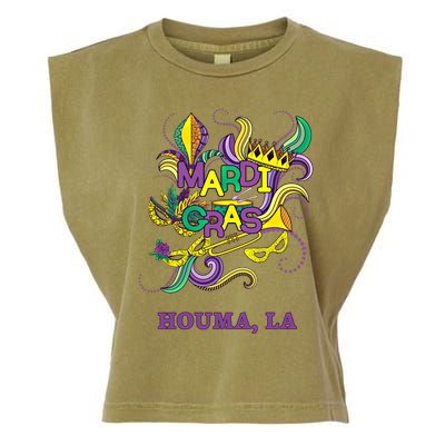 Mardi Gras Parade Carnival Houma Louisiana Gift Mask Garment-Dyed Women's Muscle Tee