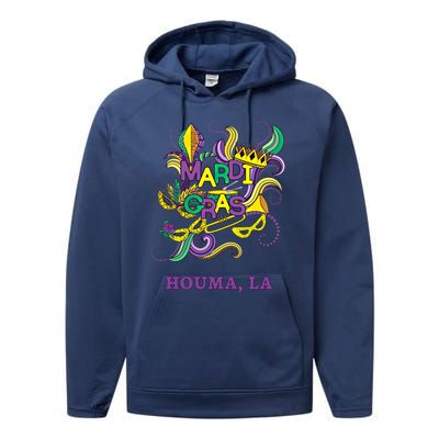 Mardi Gras Parade Carnival Houma Louisiana Gift Mask Performance Fleece Hoodie