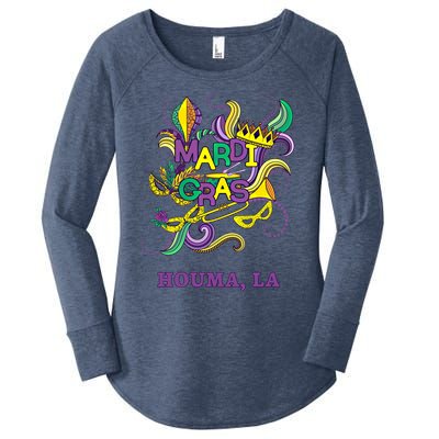 Mardi Gras Parade Carnival Houma Louisiana Gift Mask Women's Perfect Tri Tunic Long Sleeve Shirt