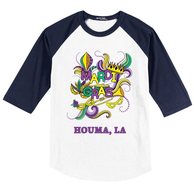 Mardi Gras Parade Carnival Houma Louisiana Gift Mask Baseball Sleeve Shirt