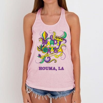 Mardi Gras Parade Carnival Houma Louisiana Gift Mask Women's Knotted Racerback Tank