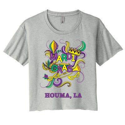 Mardi Gras Parade Carnival Houma Louisiana Gift Mask Women's Crop Top Tee