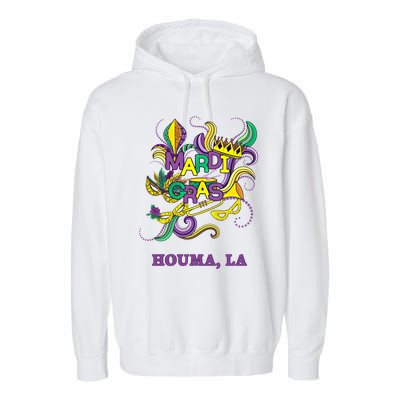 Mardi Gras Parade Carnival Houma Louisiana Gift Mask Garment-Dyed Fleece Hoodie