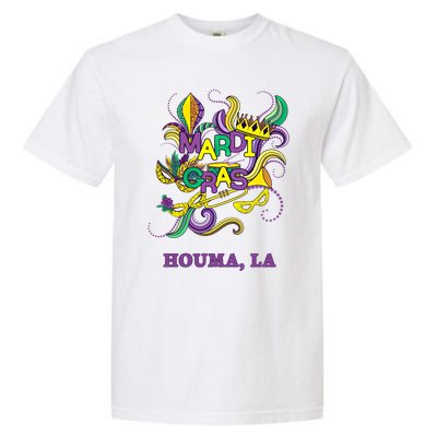 Mardi Gras Parade Carnival Houma Louisiana Gift Mask Garment-Dyed Heavyweight T-Shirt