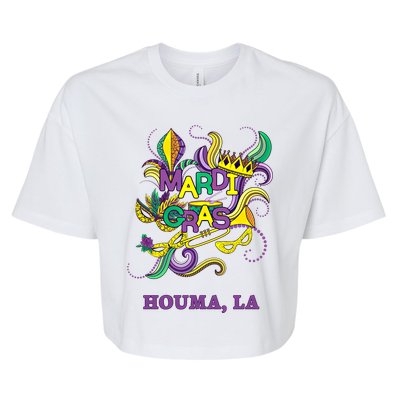 Mardi Gras Parade Carnival Houma Louisiana Gift Mask Bella+Canvas Jersey Crop Tee