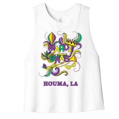 Mardi Gras Parade Carnival Houma Louisiana Gift Mask Women's Racerback Cropped Tank