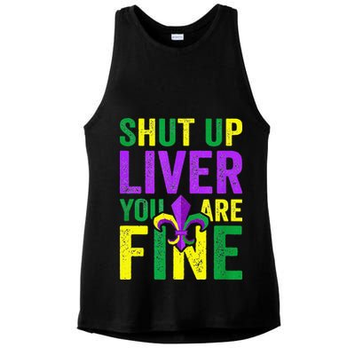 Mardi Gras Parade Out Shut Up Liver Youre Fine Ladies PosiCharge Tri-Blend Wicking Tank