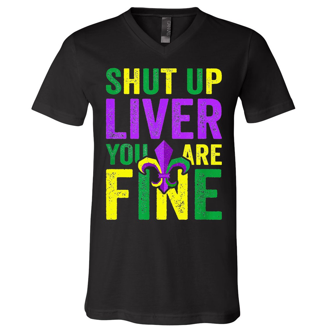 Mardi Gras Parade Out Shut Up Liver Youre Fine V-Neck T-Shirt