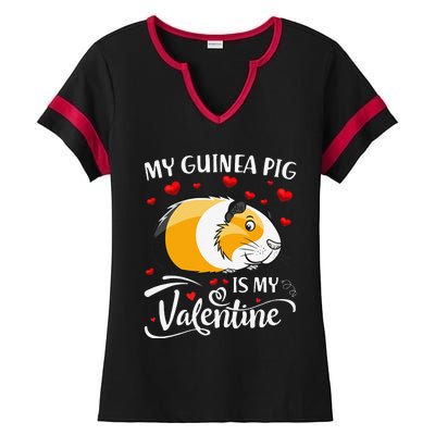 My Guinea Pig Is My Valentine Guinea Pig Lover Valentine Ladies Halftime Notch Neck Tee