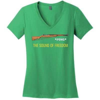 M1 Garand Ping Freedom Funny Patriotic M1 Garand USA Women's V-Neck T-Shirt