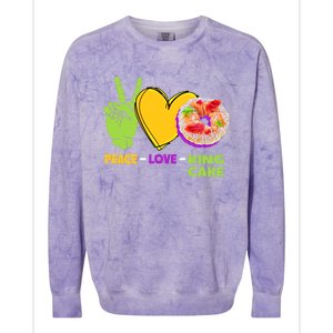 Mardi Gras Peace Love King Cake Colorful Mardi Gras Foodie Gift Colorblast Crewneck Sweatshirt