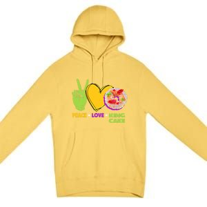 Mardi Gras Peace Love King Cake Colorful Mardi Gras Foodie Gift Premium Pullover Hoodie