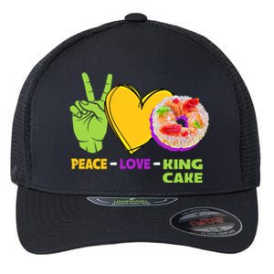 Mardi Gras Peace Love King Cake Colorful Mardi Gras Foodie Gift Flexfit Unipanel Trucker Cap