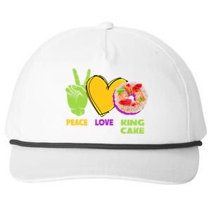 Mardi Gras Peace Love King Cake Colorful Mardi Gras Foodie Gift Snapback Five-Panel Rope Hat