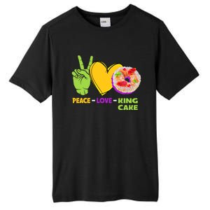 Mardi Gras Peace Love King Cake Colorful Mardi Gras Foodie Gift Tall Fusion ChromaSoft Performance T-Shirt