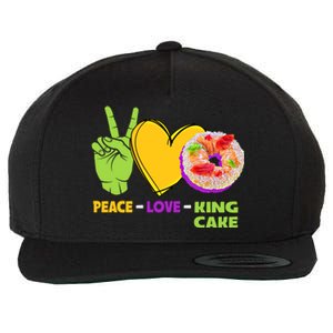 Mardi Gras Peace Love King Cake Colorful Mardi Gras Foodie Gift Wool Snapback Cap