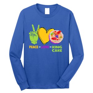 Mardi Gras Peace Love King Cake Colorful Mardi Gras Foodie Gift Long Sleeve Shirt