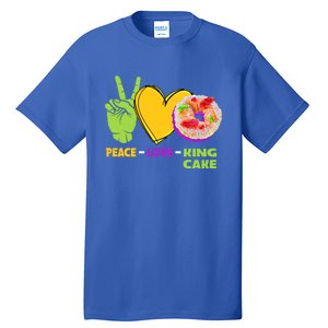 Mardi Gras Peace Love King Cake Colorful Mardi Gras Foodie Gift Tall T-Shirt