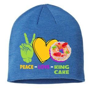 Mardi Gras Peace Love King Cake Colorful Mardi Gras Foodie Gift Sustainable Beanie