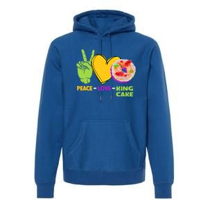 Mardi Gras Peace Love King Cake Colorful Mardi Gras Foodie Gift Premium Hoodie