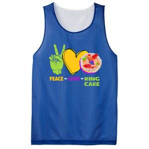 Mardi Gras Peace Love King Cake Colorful Mardi Gras Foodie Gift Mesh Reversible Basketball Jersey Tank