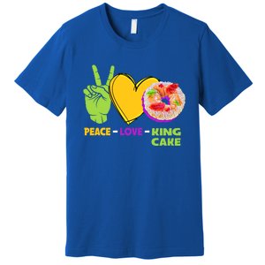 Mardi Gras Peace Love King Cake Colorful Mardi Gras Foodie Gift Premium T-Shirt