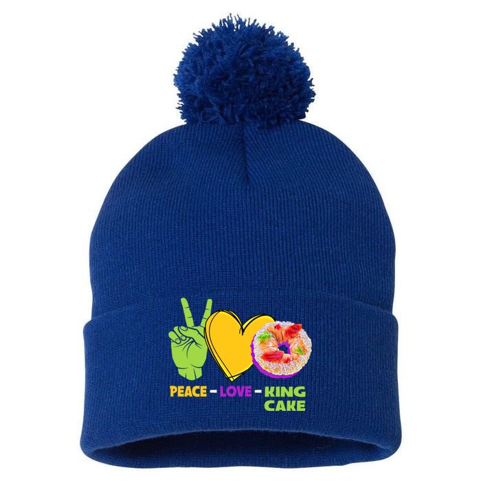 Mardi Gras Peace Love King Cake Colorful Mardi Gras Foodie Gift Pom Pom 12in Knit Beanie