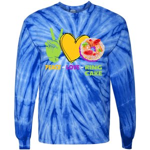 Mardi Gras Peace Love King Cake Colorful Mardi Gras Foodie Gift Tie-Dye Long Sleeve Shirt