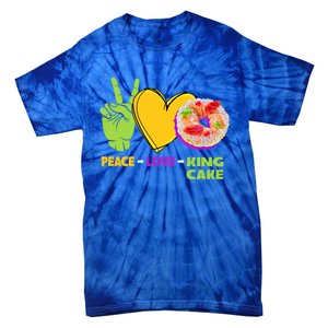 Mardi Gras Peace Love King Cake Colorful Mardi Gras Foodie Gift Tie-Dye T-Shirt