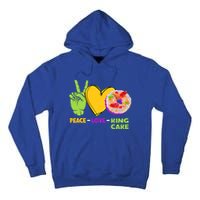 Mardi Gras Peace Love King Cake Colorful Mardi Gras Foodie Gift Tall Hoodie