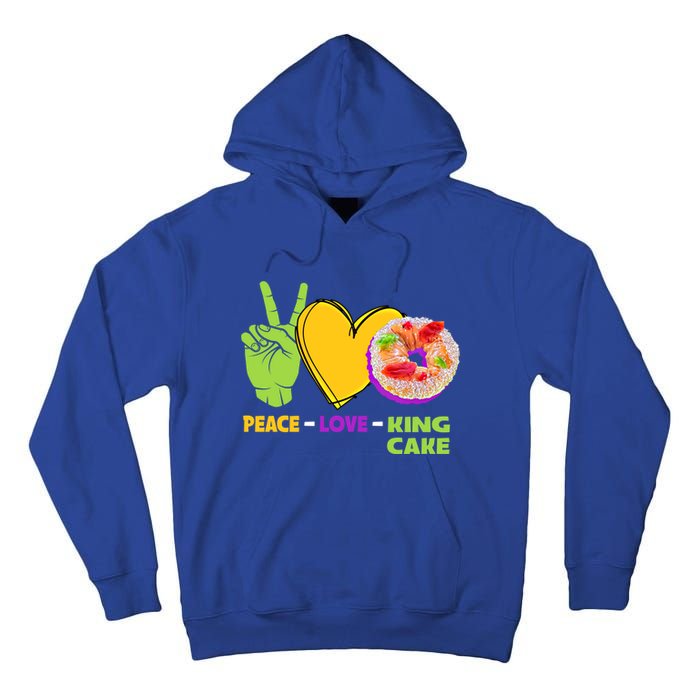 Mardi Gras Peace Love King Cake Colorful Mardi Gras Foodie Gift Tall Hoodie