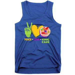 Mardi Gras Peace Love King Cake Colorful Mardi Gras Foodie Gift Tank Top