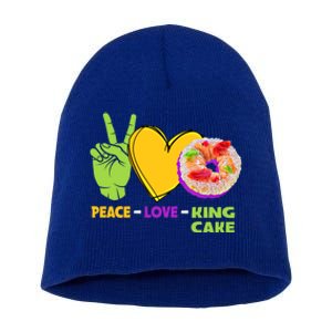 Mardi Gras Peace Love King Cake Colorful Mardi Gras Foodie Gift Short Acrylic Beanie