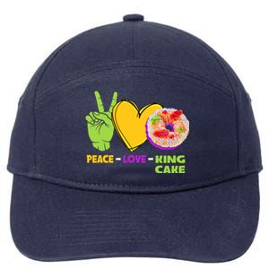 Mardi Gras Peace Love King Cake Colorful Mardi Gras Foodie Gift 7-Panel Snapback Hat