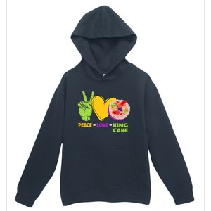 Mardi Gras Peace Love King Cake Colorful Mardi Gras Foodie Gift Urban Pullover Hoodie