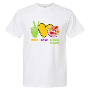 Mardi Gras Peace Love King Cake Colorful Mardi Gras Foodie Gift Garment-Dyed Heavyweight T-Shirt