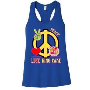 Mardi Gras Peace Love King Cake Colorful Mardi Gras Funny Meaningful Gift Women's Racerback Tank